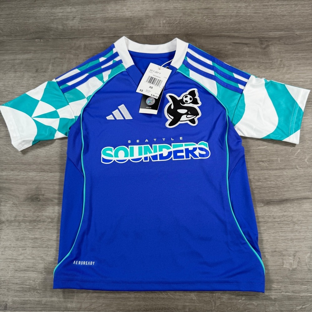 Adidas Seattle Sounders FC Jersey Youth XS MLS Soccer Kids Alternate